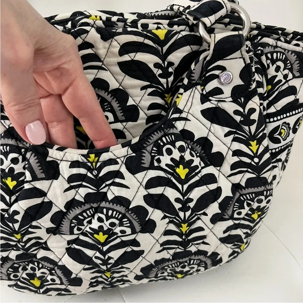 Vera Bradley Glenna Style Large Quilted Black and White Tote Shoulder Bag